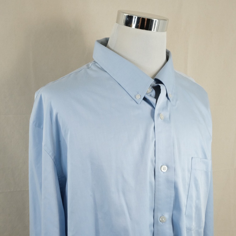 Duluth Trading 3XLT Tall Wrinkle Frighter Shirt Button Down Blue Cotton Mens